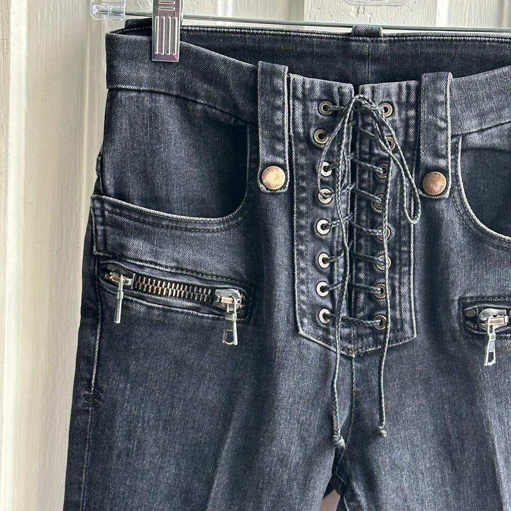BEN TAVERNITI UNRAVEL PROJECT ブラックデニム28 Ben Taverniti Unravel Project Lace Up Jeans Black - Gem